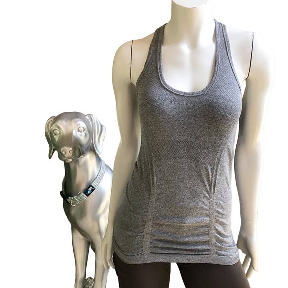 Athleta Racerback Gray Ruched Tank Top Women's Size Small - Picture 1 of 7